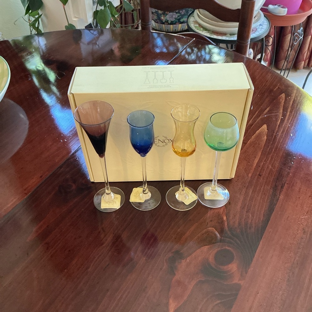 Set of Colorful Crystal Cordials by Lenox